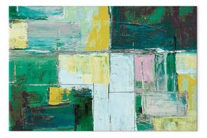 Quadro contemporaneo Astrazione ad olio - composizione geometrica in verde
