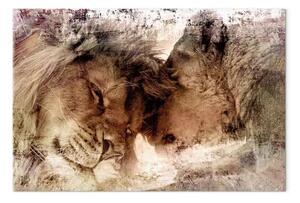 Quadro contemporaneo Leoni - animali armoniosa armonia caldi