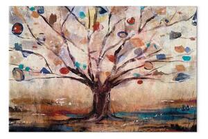 Quadro su tela Natura astratta - albero dipinto nei toni caldi