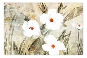 Quadro su tela Dose di natura - bianchi fiori di campo in stile retrò