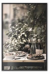 Poster: Vino, acqua, cibo - colazione in un clima mediterraneo