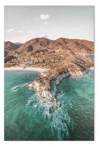 Quadro su tela Costa turchese - panorama estivo con scogli e mare