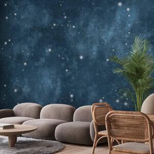 Carta da parati moderna Stelle - costellazioni di segni zodiacali in un cosmo blu scuro
