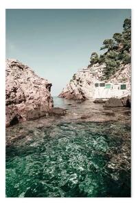 Quadro Case nelle Baleari - paesaggio marino con rocce sullo sfondo