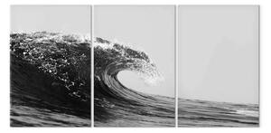 Quadro Onda schiumosa ristoro (3 parti) - paesaggio mare bianco nero
