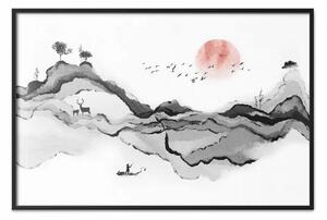 Poster: Natura acquerello - montagna giapponese