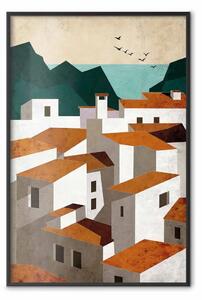 Poster: Città - paesaggio di montagne, mare e architettura mediterranea