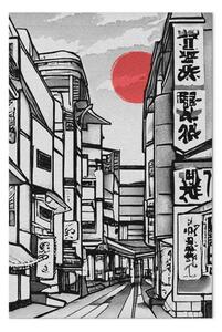 Quadro su tela Street in Japan - Architettura della città in bianco e nero