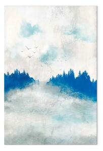 Quadro Foresta blu - paesaggio nebbioso dipinto nei toni del blu