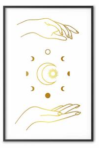 Poster: Simboli magici - tutte le fasi lunari e le mani d'oro