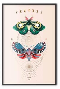 Poster: Insetti magici - segni esoterici geometrici e falene colorate