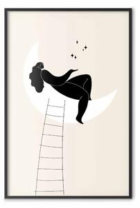 Poster: Scala per la luna - ragazza sulla luna che incanta le stelle