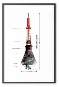 Poster: Capsula di Mercurio - vista tecnica di un veicolo spaziale in scala