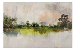 Quadro contemporaneo Atmosfera rurale - paesaggio rustico dipinto con foresta profumata
