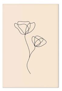Quadro su tela Fiore lineare - composizione minimalista su sfondo beige