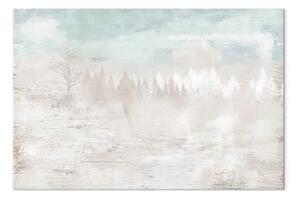 Quadro su tela Alberi tranquilli - un paesaggio invernale dipinto con colori tenui