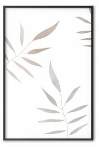 Poster: Foglie acquerellate - piante grigio marrone