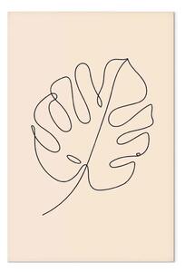 Quadro contemporaneo Monstera lineare - foglia minimalista su sfondo beige