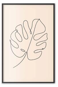 Poster: Monstera lineare - foglia delicata e minimalista su sfondo beige