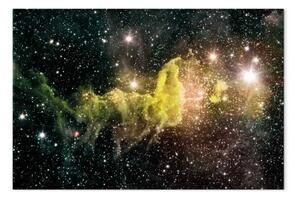 Quadro contemporaneo Nebulosa verde - paesaggio spaziale con stelle luminose