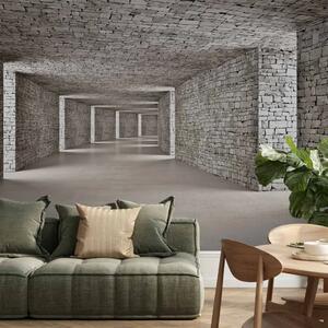 Carta da parati Tunnel 3D - spazio interno che si allarga con pietre decorative