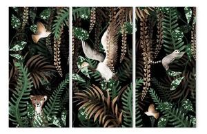 Quadro contemporaneo Giungla tropicale - trittico con animali esotici