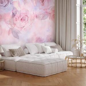 Carta da parati Rose d'atmosfera - fiori rosa astratti in stile romantico