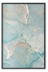 Poster: Albero di ginkgo in stile glamour - foglie dorate su sfondo astratto