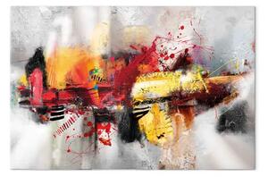 Quadro Astrazione colorata - forme con dipinti espressivi su sfondo grigio