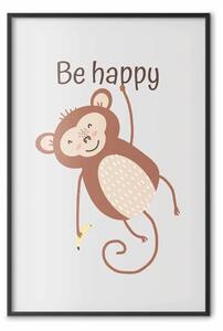 Poster: Sii felice - scimmia con banana