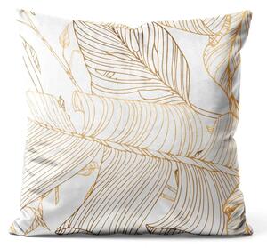 Cuscino in velluto Foglie Art Nouveau - motivo floreale minimalista in oro