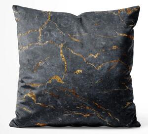 Cuscino in velluto Magma crepato - grafite imitante pietra d'oro