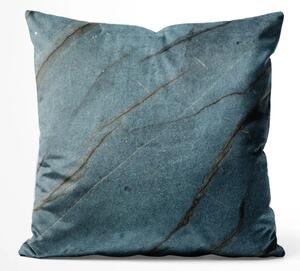 Cuscino in velluto Patina stucco - motivo che imita la pietra preziosa nei toni del verde