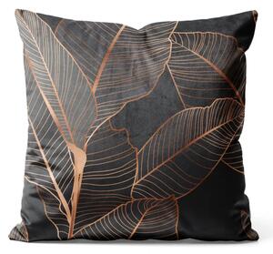 Cuscino in velluto Chocolate ficus - composizione botanica glamour nei toni del marrone