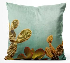 Cuscino in velluto Cactus sky - composizione floreale su sfondo celeste