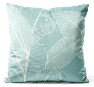 Cuscino in velluto Ficus refresh - composizione botanica glamour con motivo bianco