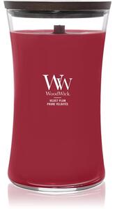 Woodwick Velvet Plum candela profumata con stoppino in legno 609 g
