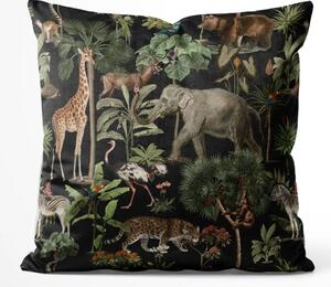 Cuscino in velluto Wild biodiversity - composizione con motivi animali e botanici