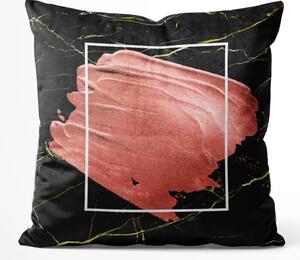 Cuscino in velluto Rosa perla - composizione astratta su sfondo di marmo nero