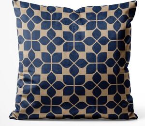 Cuscino in velluto Piastrelle orientali - motivo ispirato alla ceramica beige e blu