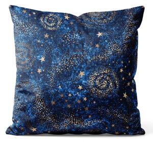 Cuscino in velluto Cielo stellato - motivo astratto blu con accenti dorati