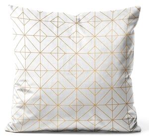 Cuscino in velluto Griglie eleganti - composizione geometrica dorata e glamour
