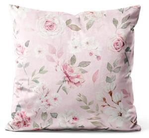 Cuscino in velluto Fascino di primavera - rosa chiara e magnolia vintage