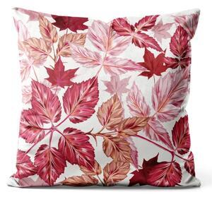 Cuscino in velluto Foglie d'autunno - acero rosse, bianco