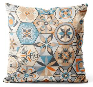 Cuscino in velluto Esagoni orientali - motivo ispirato alla ceramica in stile patchwork