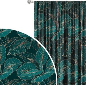 Tenda Giungla notturna - composizione botanica con foglie di allocasia e oro