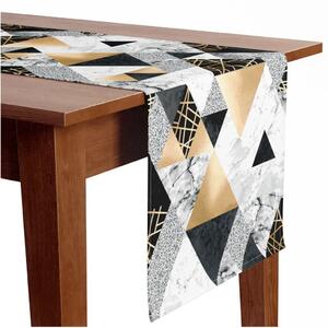 Runner tavolo Geometria dell'eleganza - motivo minimalista con finto marmo e oro