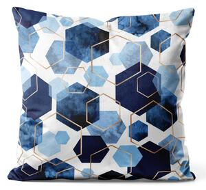 Cuscino in velluto Esagoni eleganti - motivi geometrici su sfondo bianco