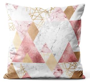 Cuscino in velluto Patchwork geometrico - triangoli marmo oro