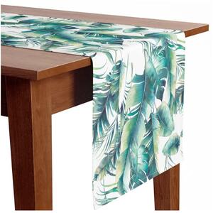 Runner tavolo Fogliame chiaro - tropicale acquerello, bianco